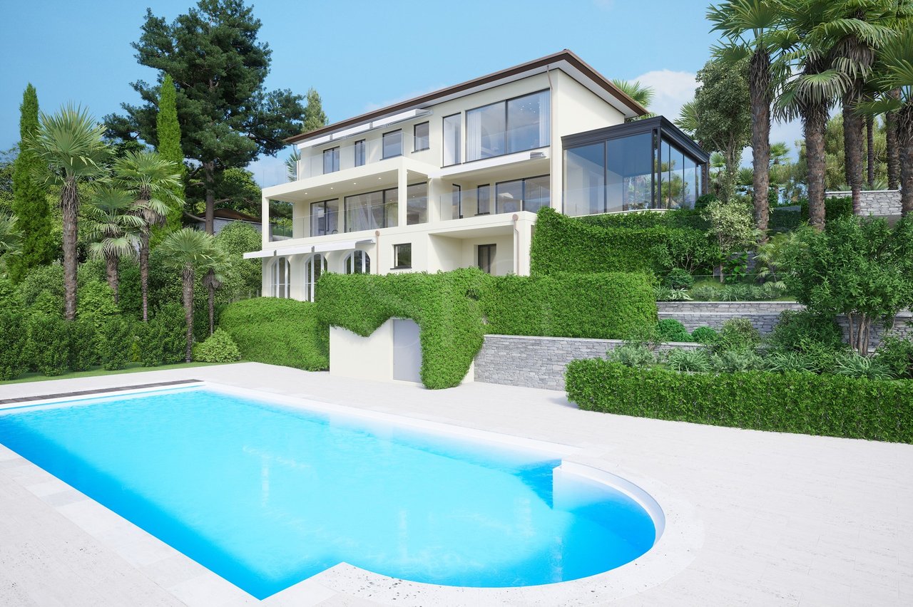 Villa avec vue imprenable sur le lac de Lugano et vaste terrain privé